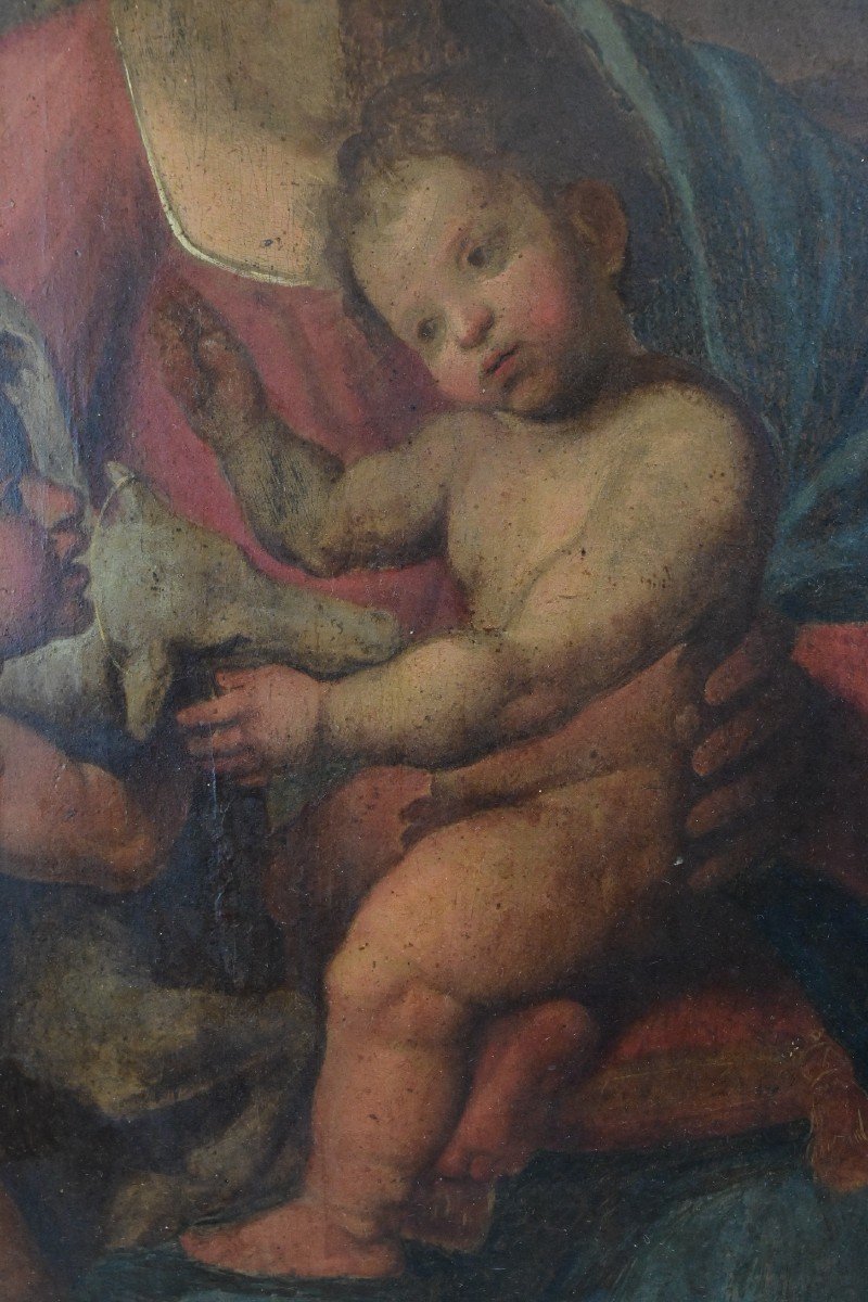 Scuola Italiana - Madonna con Bambino e San Giovanni Battista - Italia XVII Secolo-photo-4